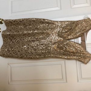 Gold sequened BCBG formal dress